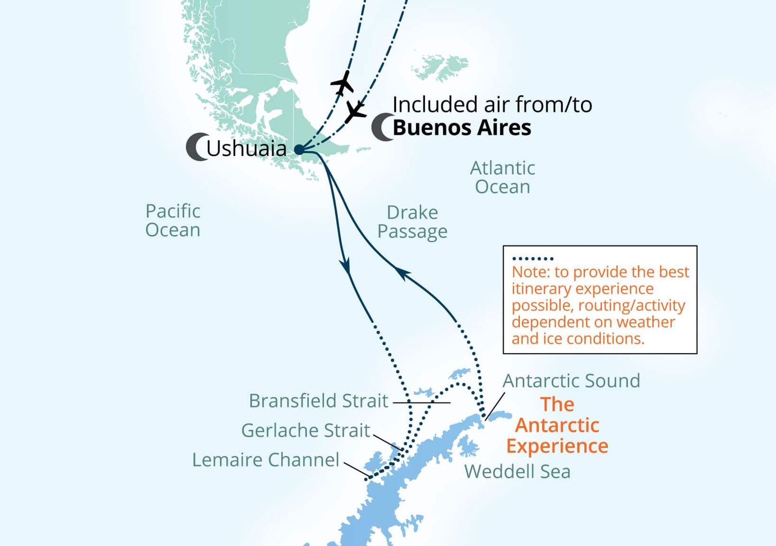 Route map: Antarctica Expedition: The Great White Continent