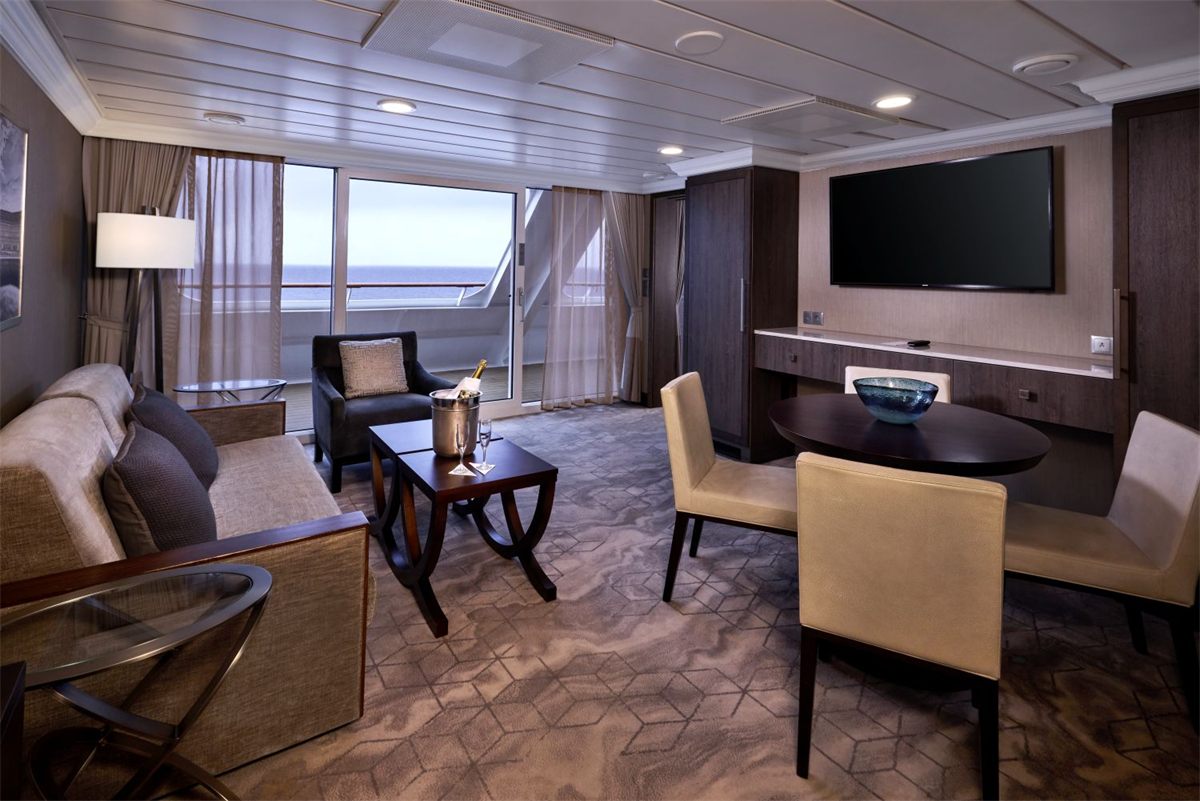 The living area of the World Owner’s Suite