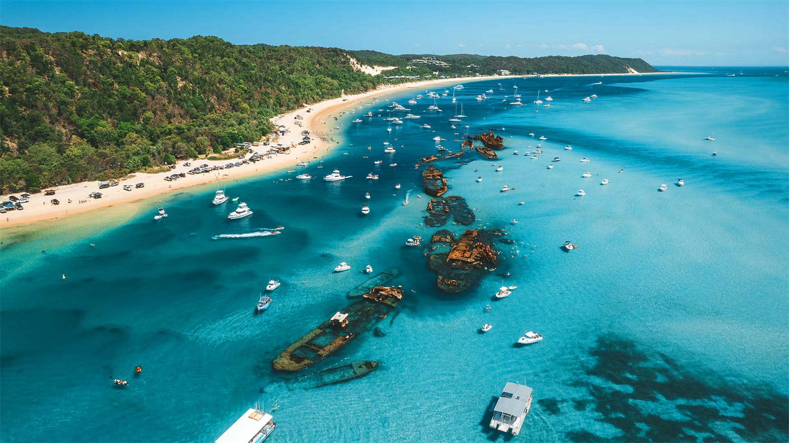 Wrecks and sandbars at Moreton Island, Queensland