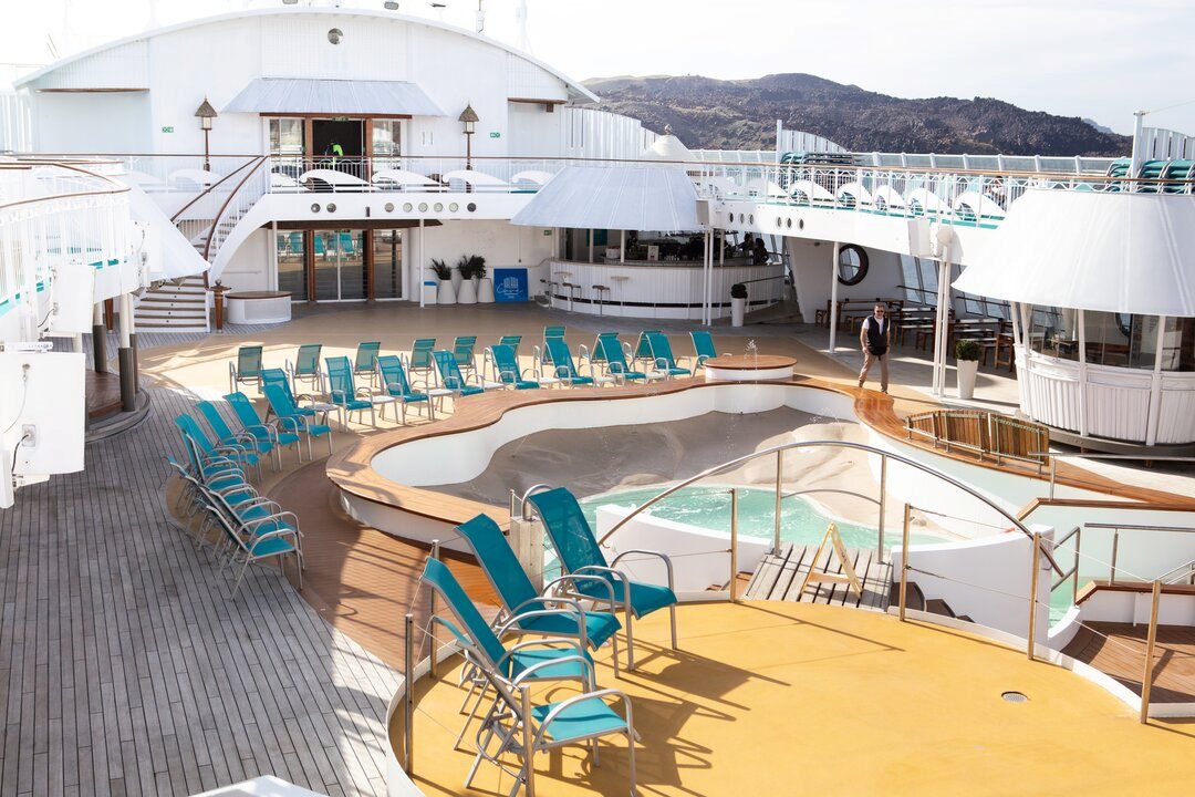 The Halara Cove pool deck on Celestyal Discovery