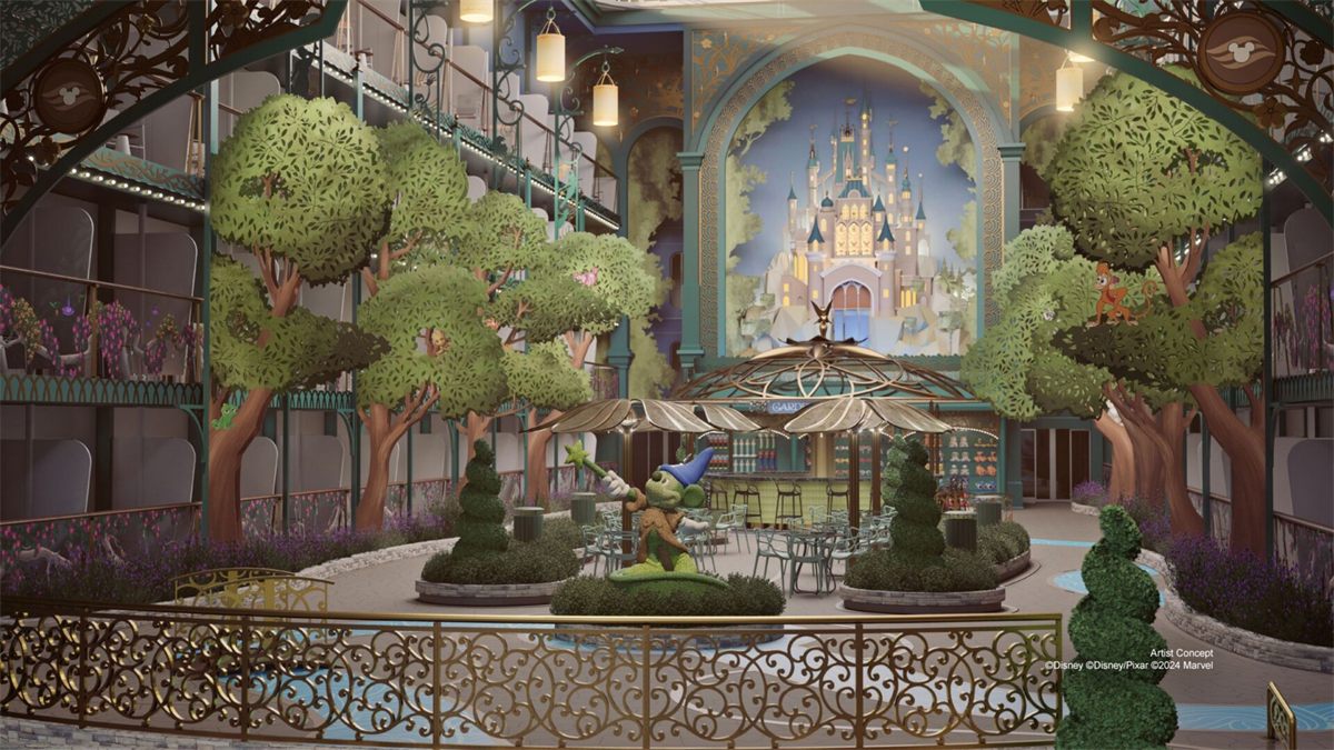 The Disney Imagination Garden atrium aboard Disney Adventure