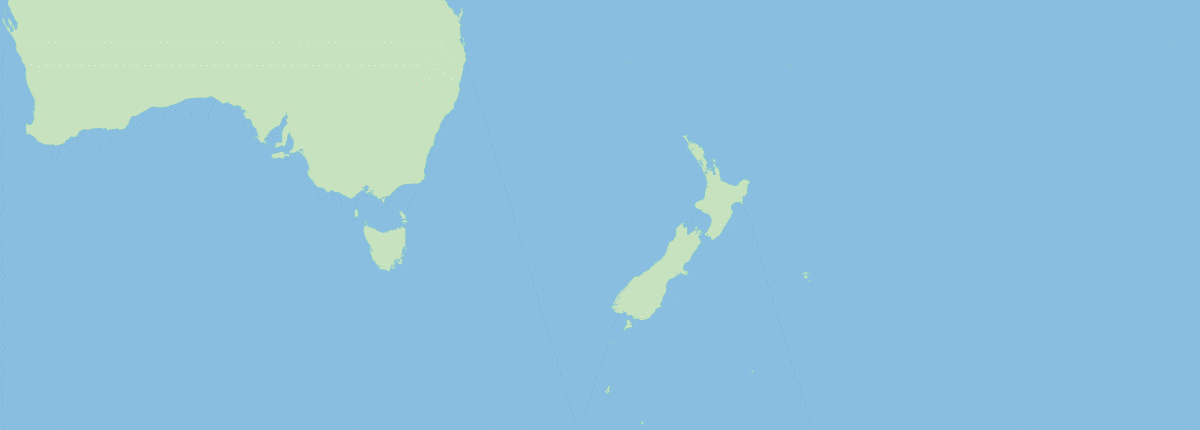 Route map: Sydney, Auckland, Tauranga, Christchurch, Dunedin, Dusky Sound, Doubtful Sound, Milford Sound, back to Sydney