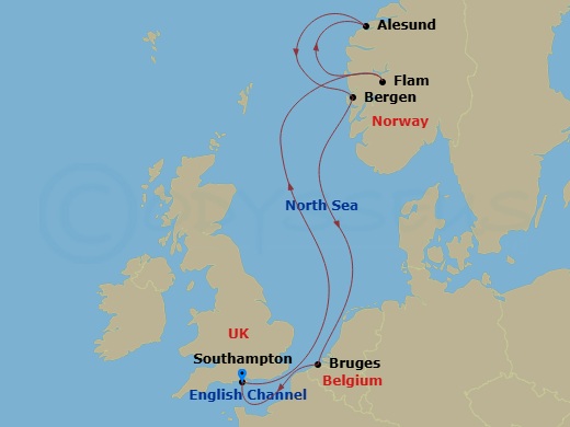Route map: Spectacular Norwegian Fjords