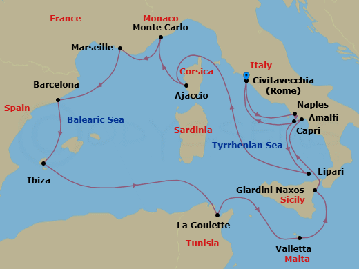 Route map: Mediterranean History, Culture & Coastal Beauty