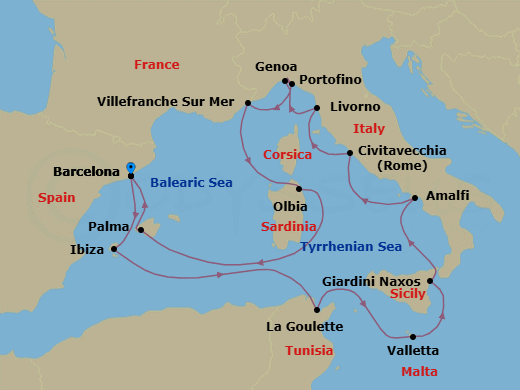 Route map: Lively Medinas, Baroque Beauty & Roman Legends