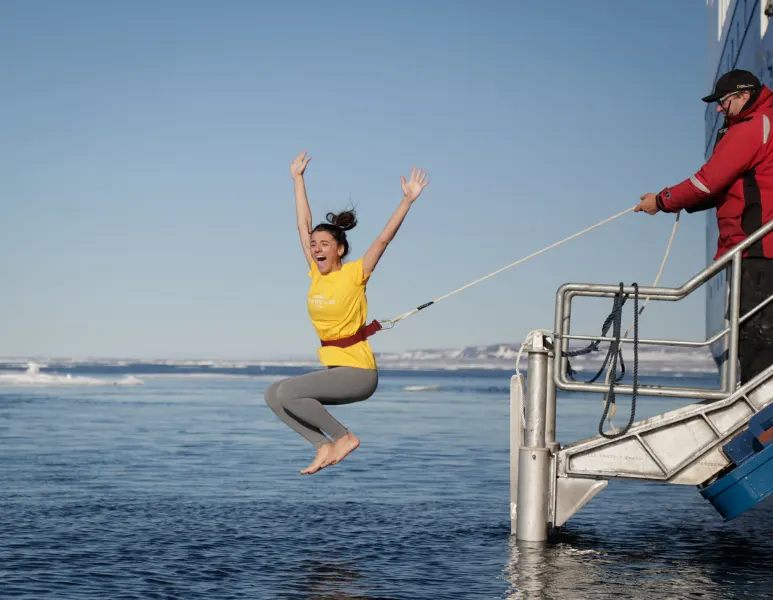 A polar plunge into the sea ice at Svalbard