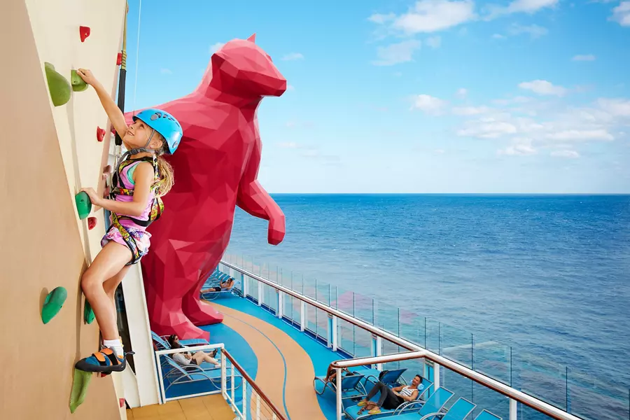 Rock climbing wall on Royal Caribbean