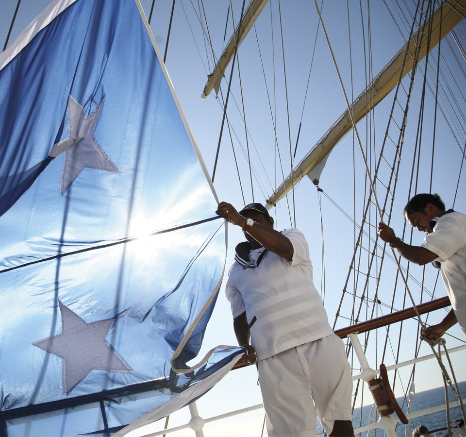 Hoisting the Sails on Star Clippers